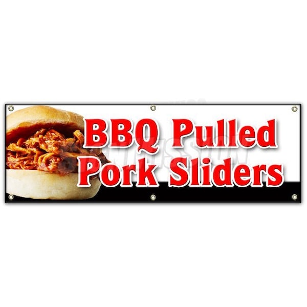 BBQ PULLED PORK SLIDERS BANNER SIGN barbeque bar-b-que smoked